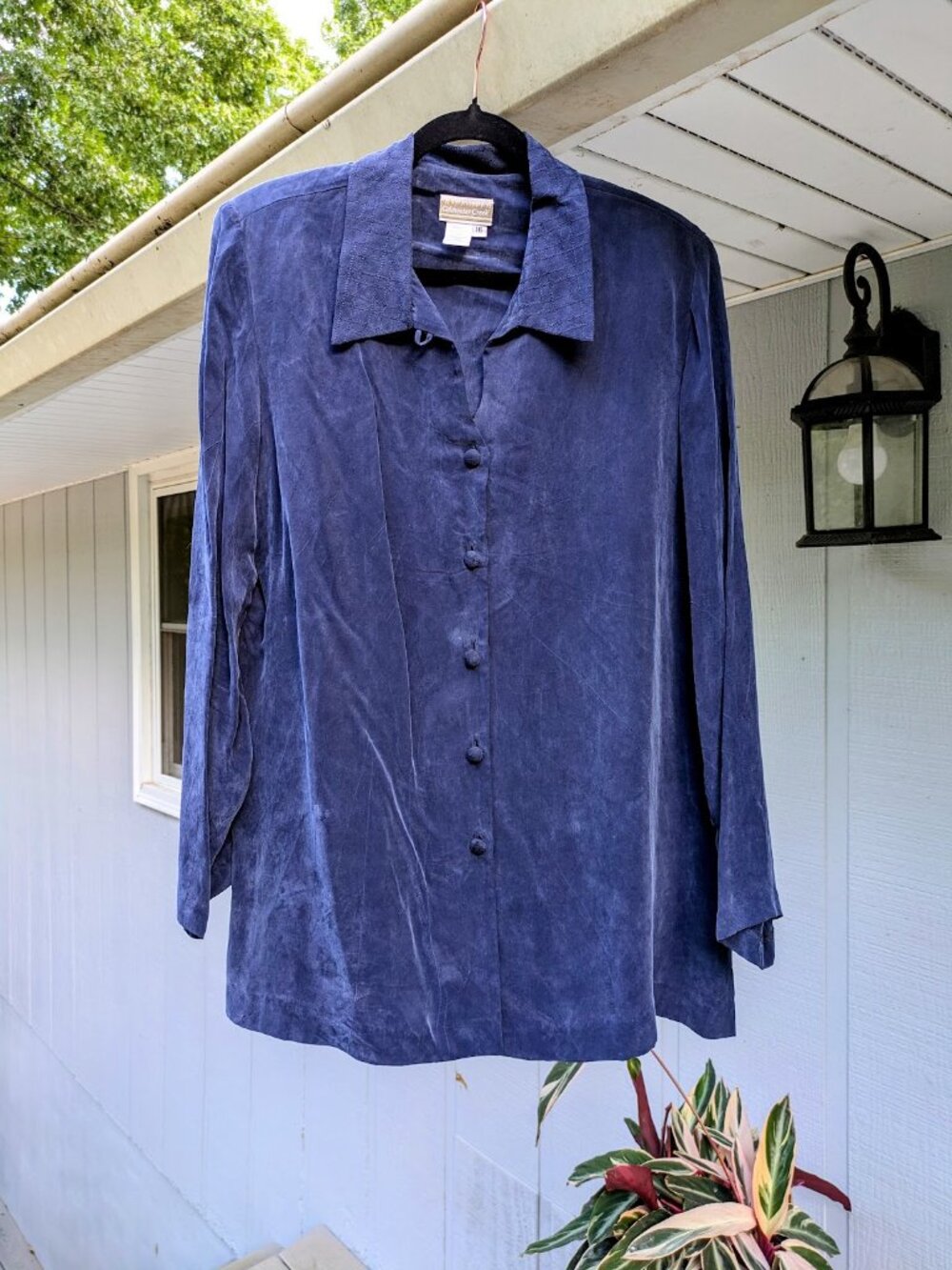 Vintage Coldwater Creek Navy Blue 2 Piece Pants Set Size 16 Cuprammonium Rayon - Picture 5 of 8
